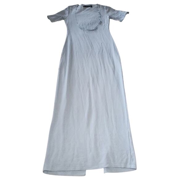 2/$30 Lioness Baby Blue Scoop Front Short-sleeved Maxi Dress Back Slit Size S - Picture 1 of 9